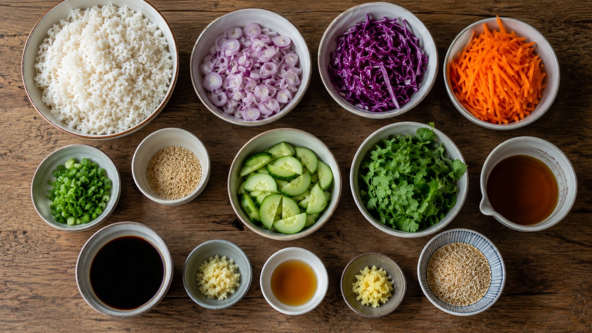 Crispy Red Shallot Rice Bowl ingredients