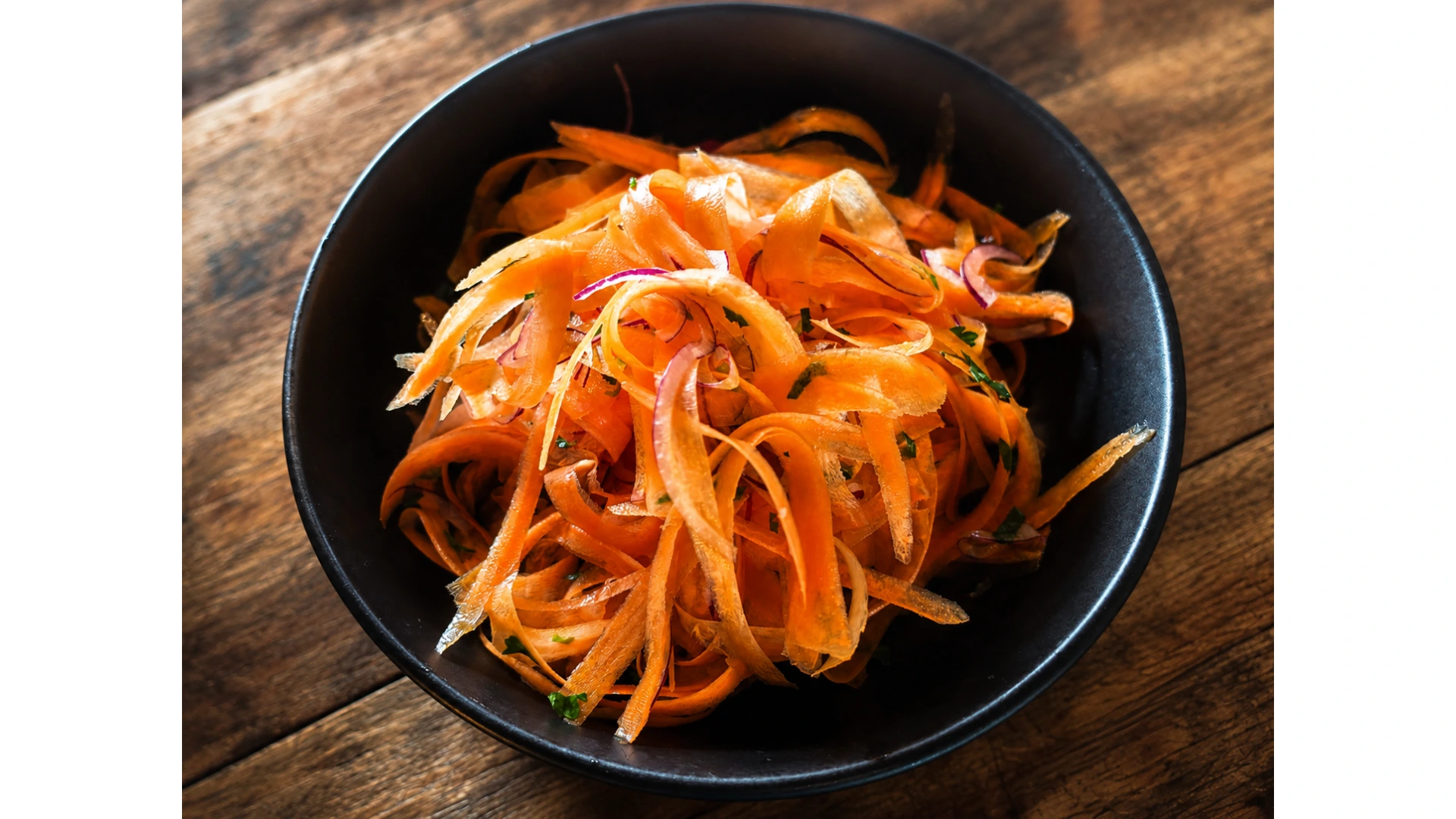 Raw carrot salad ingredients